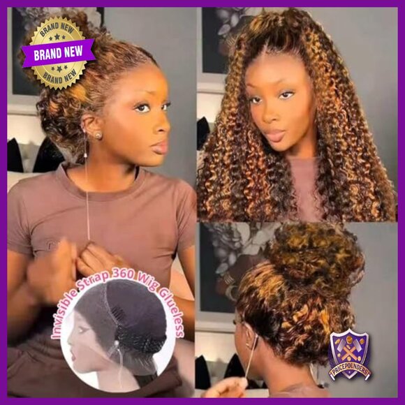 28 Inch Full Lace Wig Human Hair 250 Density Curly Pre Plucked Adjustable main image 3